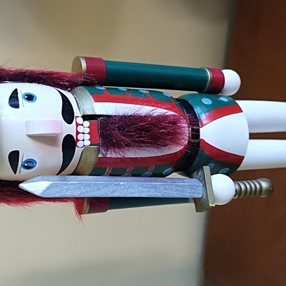 Wood Nutcracker Soldier Sword 20 Inches Tall Painted Red Green Black Gold White - Picture 3 of 8